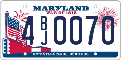 MD license plate 4BJ0070