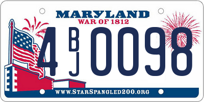 MD license plate 4BJ0098