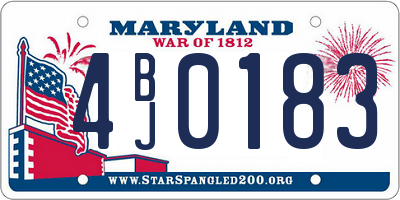 MD license plate 4BJ0183