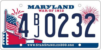 MD license plate 4BJ0232