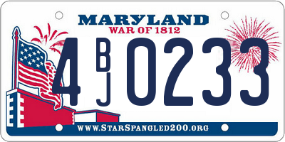 MD license plate 4BJ0233