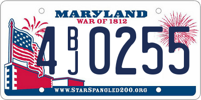 MD license plate 4BJ0255