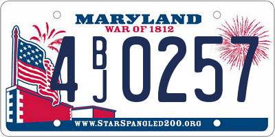 MD license plate 4BJ0257