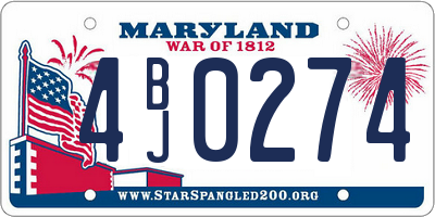 MD license plate 4BJ0274