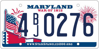 MD license plate 4BJ0276