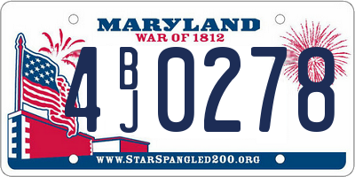 MD license plate 4BJ0278