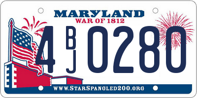 MD license plate 4BJ0280