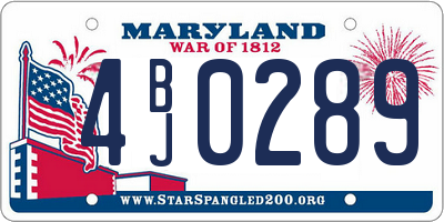 MD license plate 4BJ0289