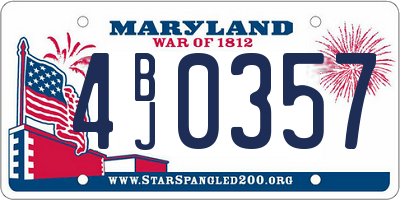 MD license plate 4BJ0357