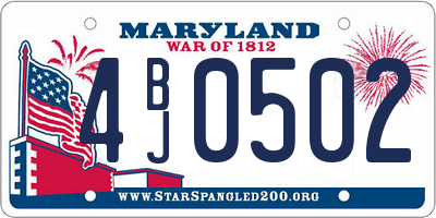 MD license plate 4BJ0502