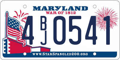 MD license plate 4BJ0541