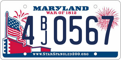 MD license plate 4BJ0567
