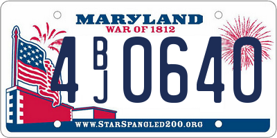 MD license plate 4BJ0640