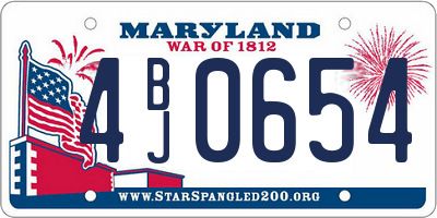 MD license plate 4BJ0654