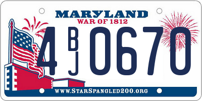 MD license plate 4BJ0670