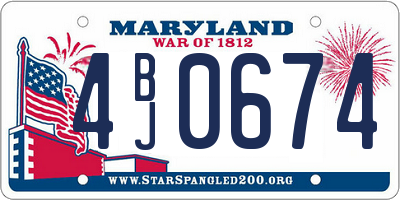 MD license plate 4BJ0674