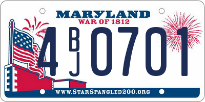 MD license plate 4BJ0701