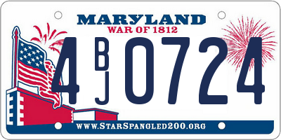 MD license plate 4BJ0724