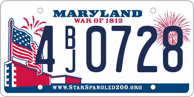 MD license plate 4BJ0728