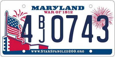 MD license plate 4BJ0743