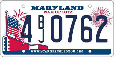 MD license plate 4BJ0762