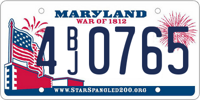 MD license plate 4BJ0765