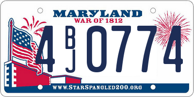 MD license plate 4BJ0774