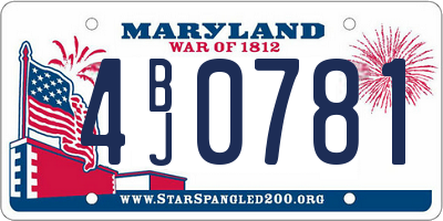 MD license plate 4BJ0781