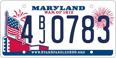MD license plate 4BJ0783