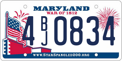 MD license plate 4BJ0834