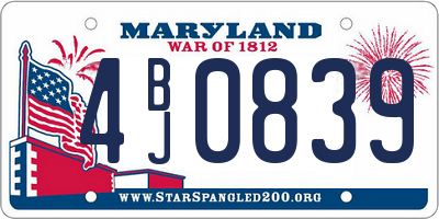 MD license plate 4BJ0839