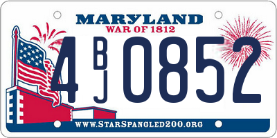 MD license plate 4BJ0852