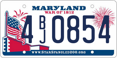 MD license plate 4BJ0854