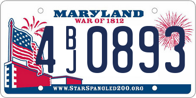 MD license plate 4BJ0893