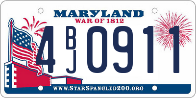 MD license plate 4BJ0911