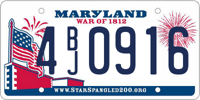 MD license plate 4BJ0916