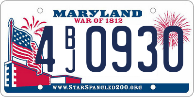 MD license plate 4BJ0930
