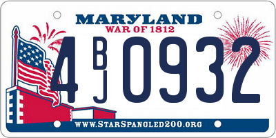 MD license plate 4BJ0932