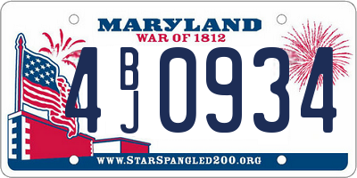 MD license plate 4BJ0934