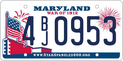 MD license plate 4BJ0953