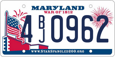 MD license plate 4BJ0962