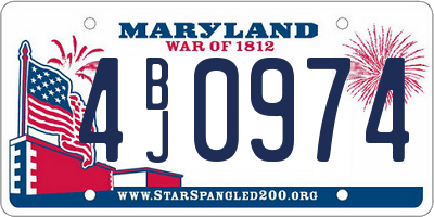 MD license plate 4BJ0974