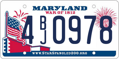 MD license plate 4BJ0978