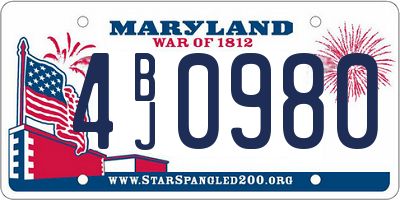 MD license plate 4BJ0980