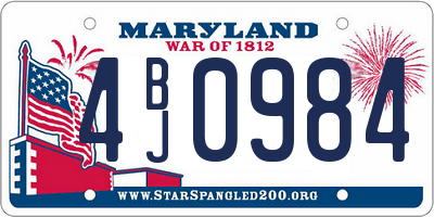 MD license plate 4BJ0984