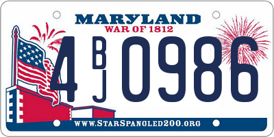 MD license plate 4BJ0986