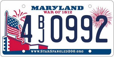 MD license plate 4BJ0992