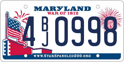 MD license plate 4BJ0998