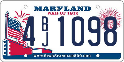MD license plate 4BJ1098