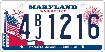 MD license plate 4BJ1216